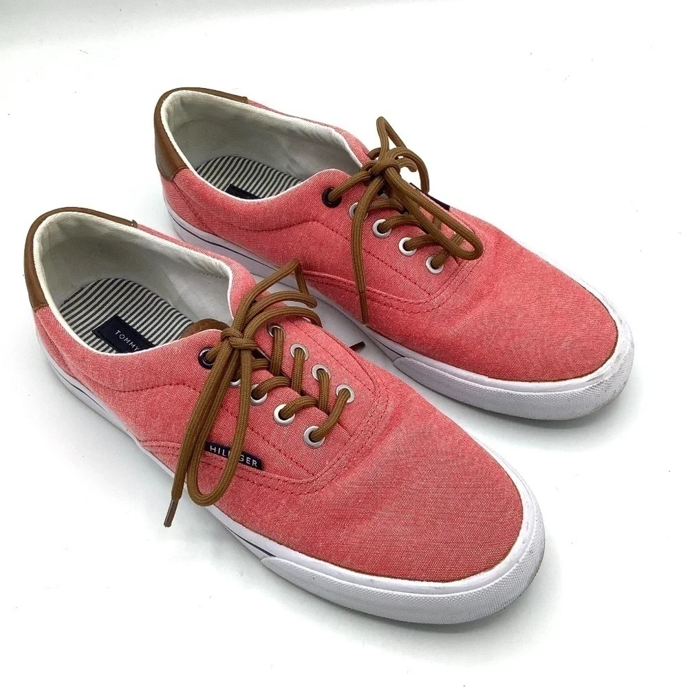 Tommy Hilfiger Phero TMPHERO Mens Pink Canvas Low Top Designer Sneaker Shoes 9.5